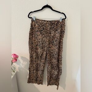 GAP Leopard Print Women's Linen Cotton Pants - Brown and Black